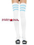 White/Neon Blue Athletic Stockings with Stripes Top | Leg Avenue (6605)