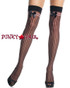 Black/Pink Stockings with vertical stripes and bow | Leg Avenue (9222)