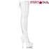 Pleaser | DELIGHT-3063, 6 Inch Exotic Dancer Rear Lace-Up White Thigh High Boots