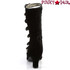 Bordello | WHIMSEY-115, Kitten Heel Multi Straps Black Velvet Calf Boot Back View