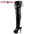 Delight-3017, 6 Inch Dancer Peep Toe Thigh High Boot with Lace Back by Pleaser USA Side View