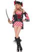 M0045, 7 Seas Pirate costume includes a dress, belt, sleeves and neckpiece ( hat sold separately)