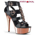 Pleaser | Delight-658, Platform Strappy T-Strap Closed Back Sandal black rose gold