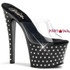 Stardust-701, 7 Inch Clear/Black Platform Stiletto Heel Rhinestones Studded Slide