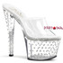 Stardust-701, 7 Inch Clear Platform Stiletto Heel Rhinestones Studded Slide