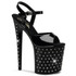 Stardust-809, 8 Inch High Heel with 4 Inch Platform Ankle Strap Rhinestones Studded Sandal