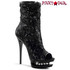 Blondie-R-1008SQ, 6 Inch Black Sequin Ankle Boots by Pleaser