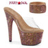 Bejeweled-712RS, 7 Inch Ankle Cuff Bronze Rhinestones Platform Shoes
