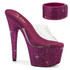 Bejeweled-712RS, 7 Inch Ankle Cuff Fuchsia Rhinestones Platform Shoes