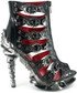 Hades | Crimson, 5 Inch Spinal High Heel Cage Ankle Boots Side View