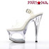 Pleaser | Moon-708DM, Platform Clear Ankle Strap Chrome Cutout