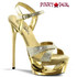 Eclipse-619G, 6" Gold Stiletto Heel Platform Glitter Sandal