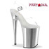 Pleaser Infinity-908, Clear/Silver 9 Inch Extreme 9 Inch Heel Ankle Strap