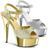 Delight-609G, 6 Inch Glitter Ankle Strap with Chrome Platform by Pleaser