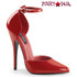 Domina-402, 6" Red Ankle Strap D'Orsay Pump