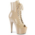 Adore-1021, 7 Inch Nude Peep Toe Lace-up Ankle Boots by Pleaser