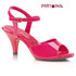 Pleaser Belle-309, 3" Hot Pink Low Heel Ankle Strap Evening Sandal