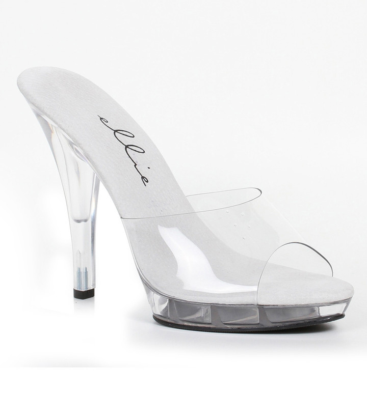 wide width clear heels