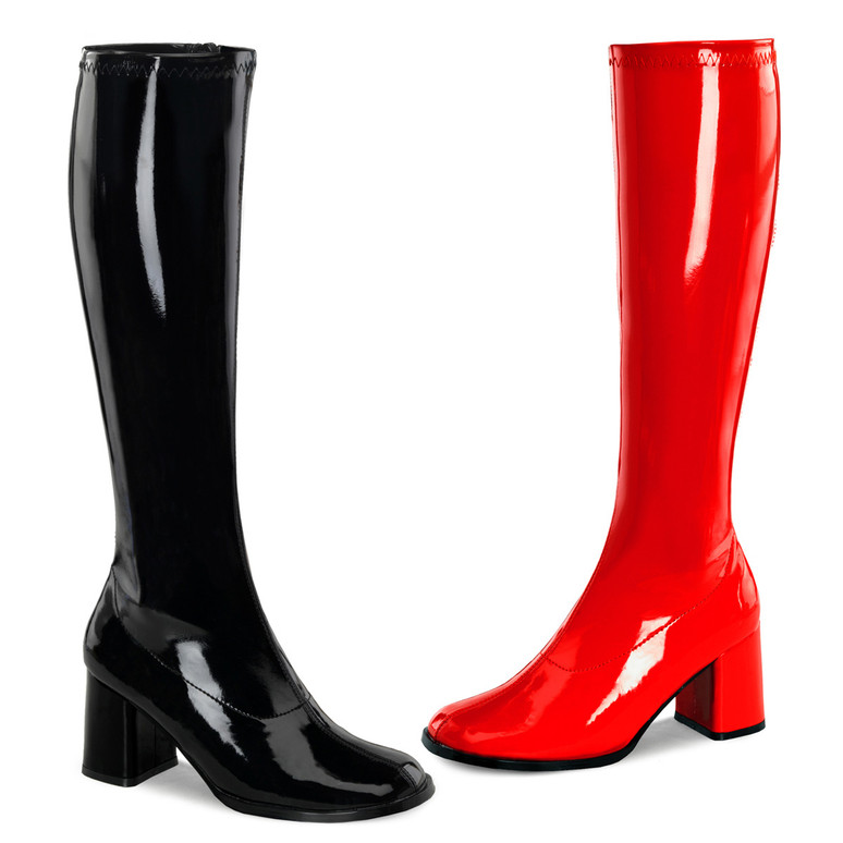 black patent gogo boots