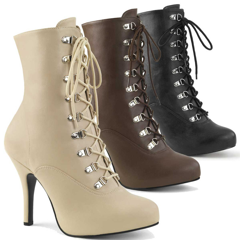 Eve-106, 5 Inch Heel Lace-up Ankle Boots