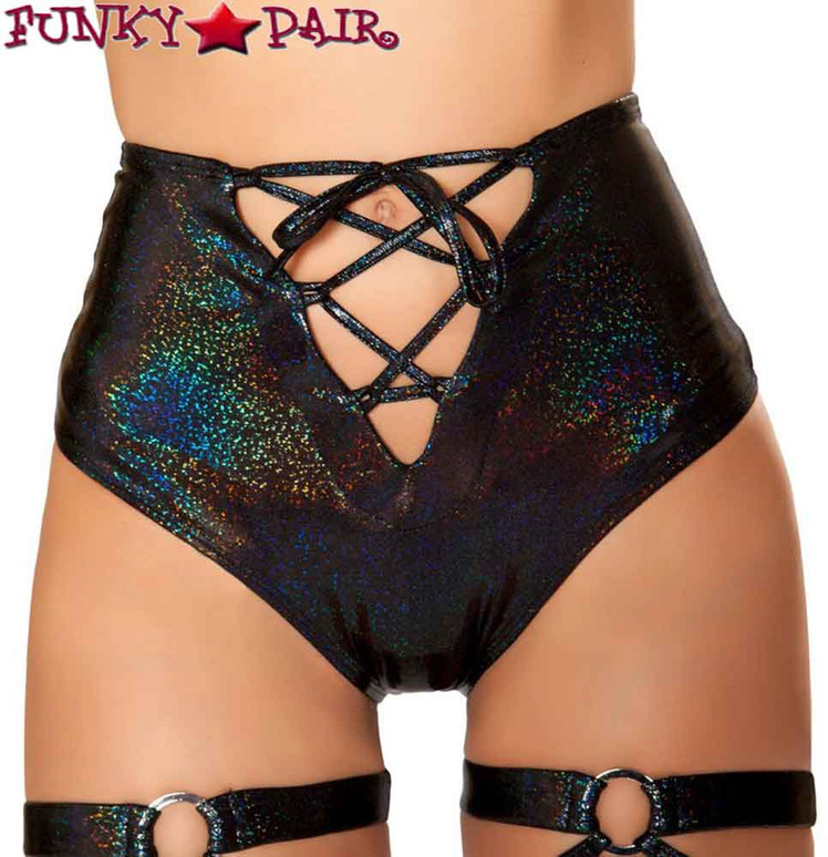 R- 3457, Rave Lace-up High Waisted Shorts