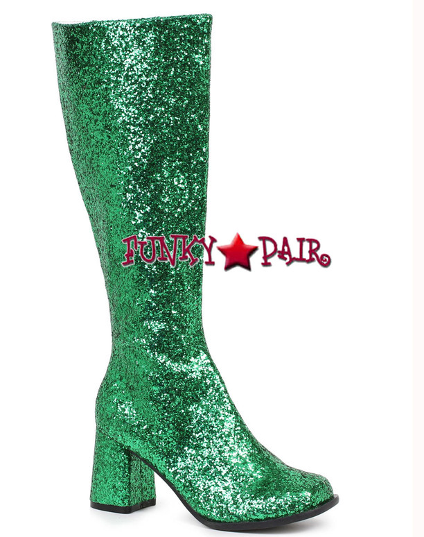 green sequin boots