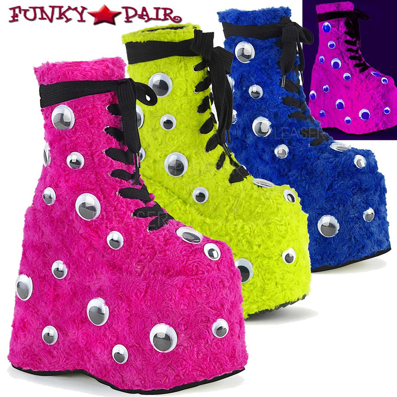 Slay-206 Raver Fuzzy Boot with Googly 
