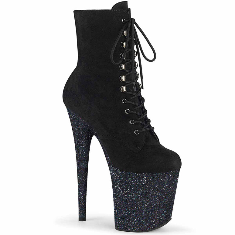 Suede Ankle Boots with Glitter Platform