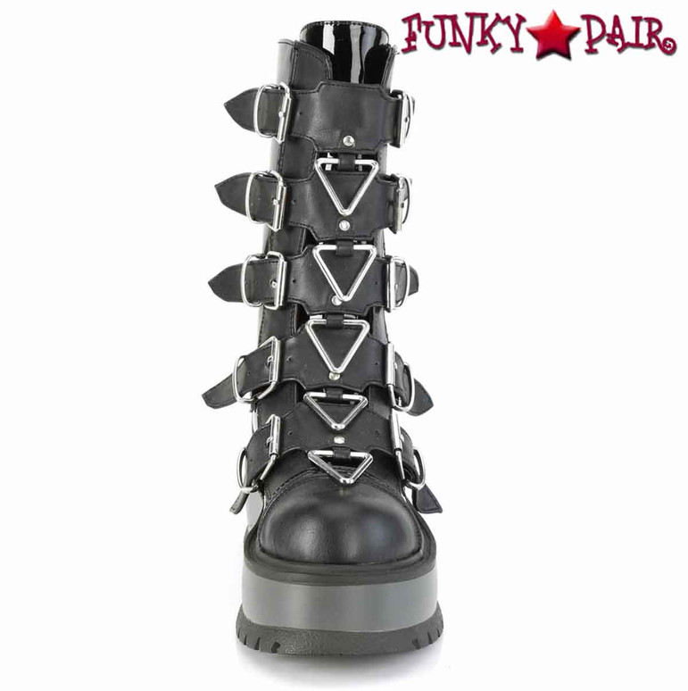 Demonia - Womens SLACKER-160 Boots Black Pat-vegan, Size-9
