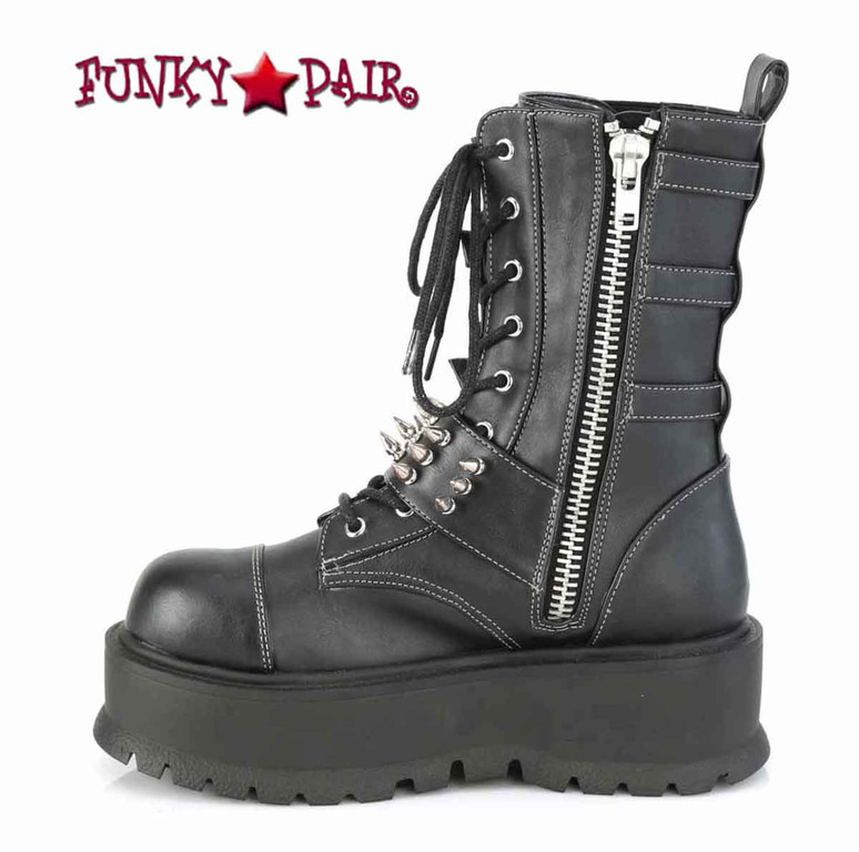 Demonia - Womens SLACKER-165 Boots Black Vegan, Size-8
