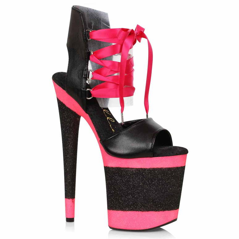 850-VIVIEN, 8" Black Pointed Stiletto Sandal By Ellie Shoes
