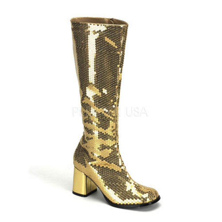 gold platform gogo boots