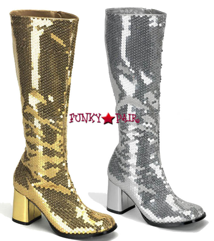 sequin gogo boots