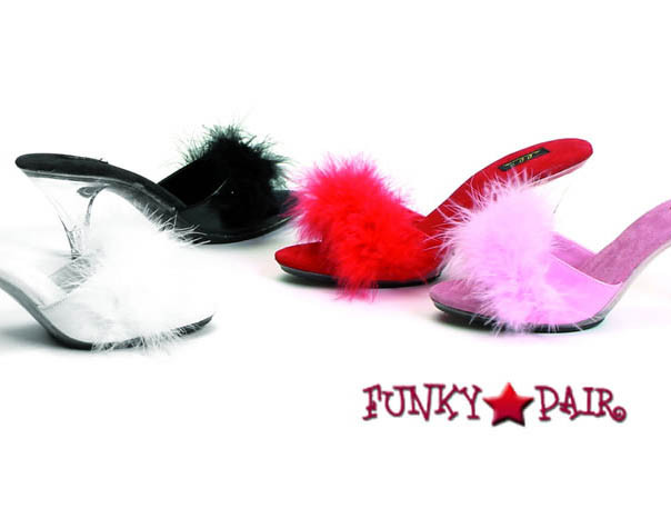 305-Sasha, 3 Inch Heel Marabou Slipper