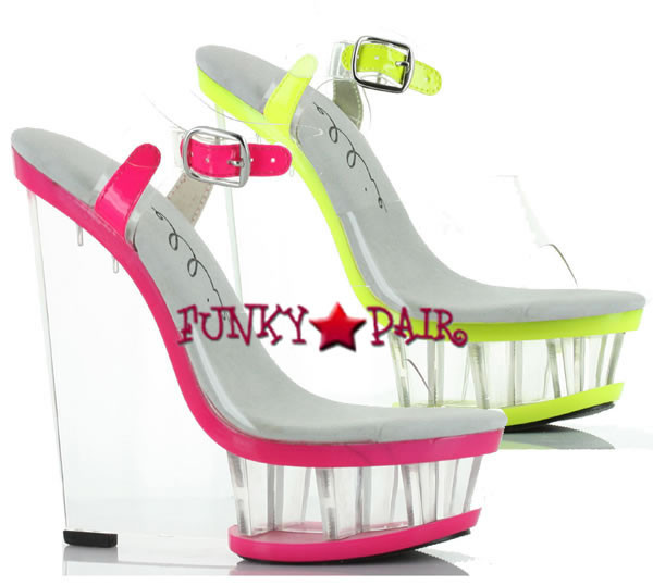 neon wedge heels