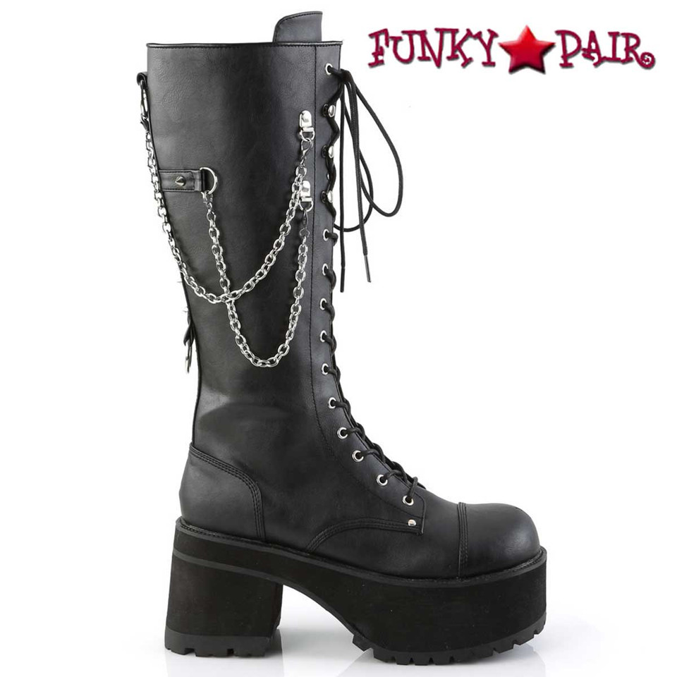 Demonia | Ranger-303 Women's Punk Rock Chains & Studded Boots