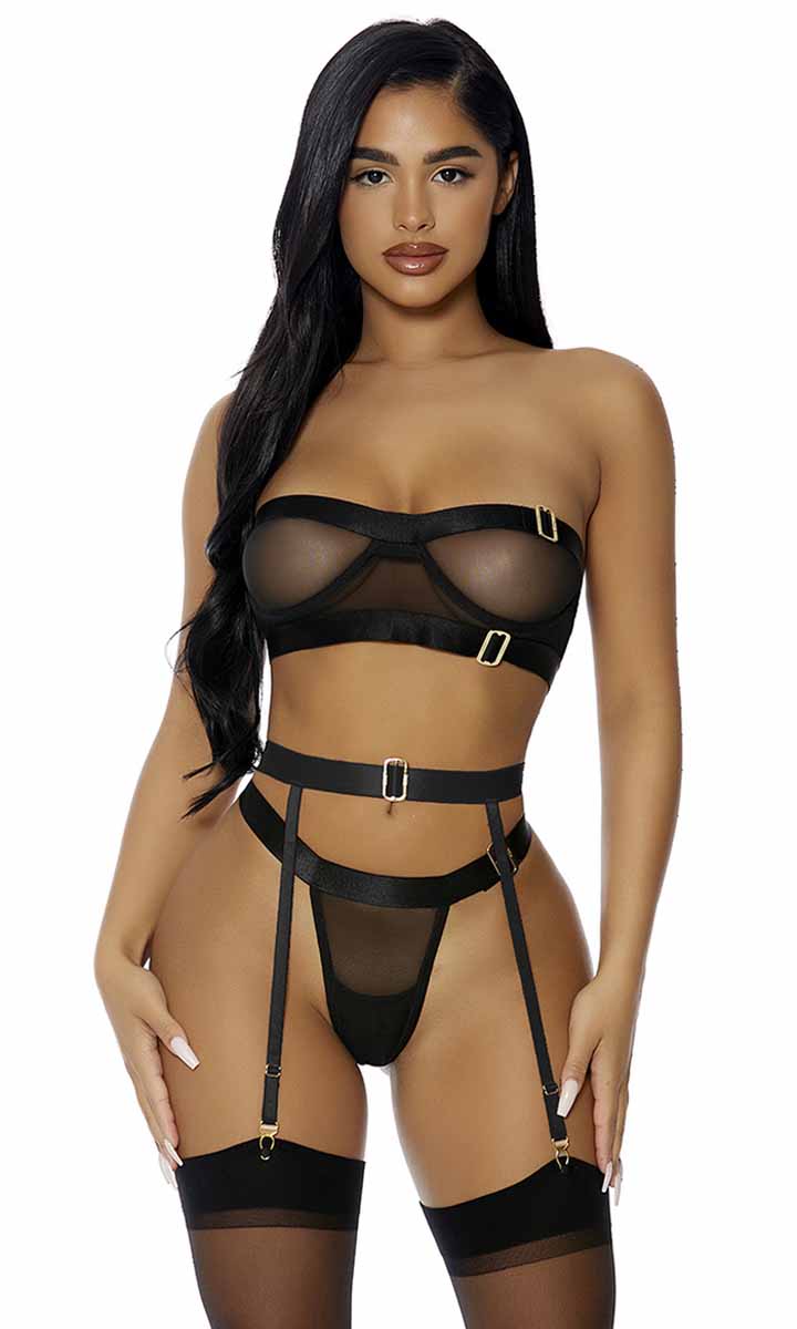 sexy lingerie tgp See-through embroidered tube top sexy lingerie 2 piece set G string Th –  Carsine main image 1
