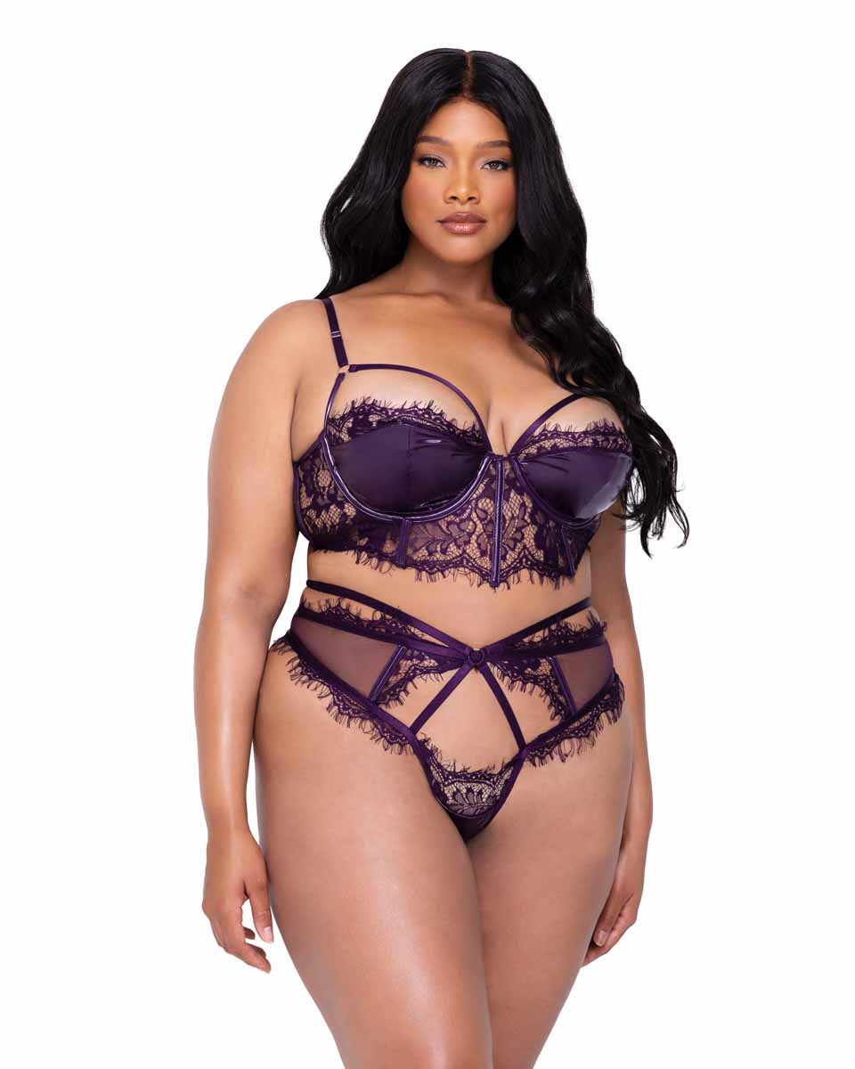 ランジェリア Lingerie M-L size LoRier Women's Plus Size Bra and Panty Sets Push Up Floral
