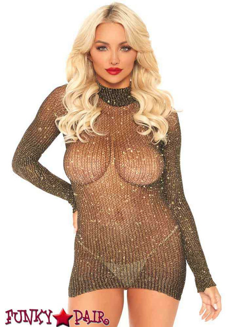 long sleeve fishnet dress