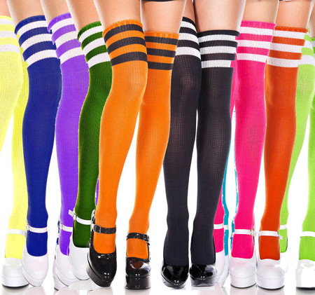 ML-4245, Athletic Striped Thigh Highs