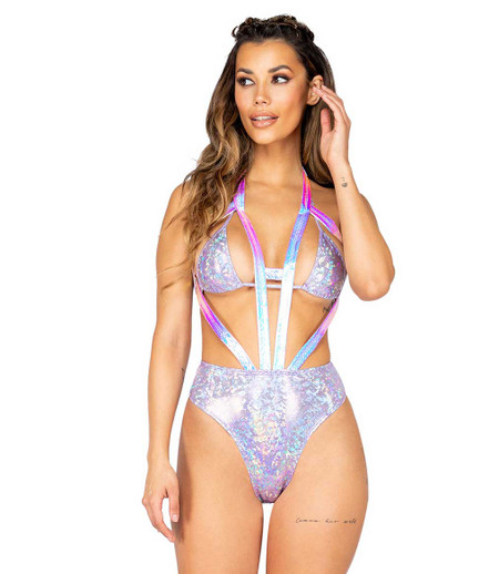 Roma Rave Festival Metallic Iridescent Underboob Romper main image 1