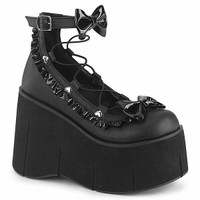 KERA-18, 4.5 Inch Platform Shoes with Bow and Ruffle By Demonia