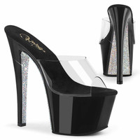 SKY-301CRS, 7" Platform Slide with Rhinestones By Pleaser USA