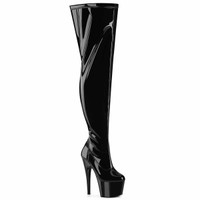 ADORE-3000WCF, Wide Calf Stretch Thigh High Boots By Pleaser