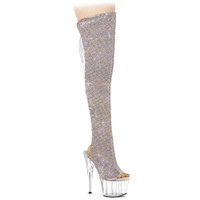 ADORE-3019C-RS, 7 Inch Rhinestones Thigh High Boots By Pleaser USA