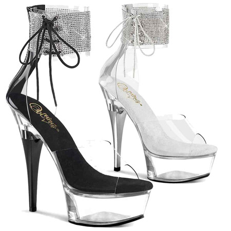 CAPTIVA-624RS, 6 Inch Heel with Rhinestones Ankle Cuffs Sandal