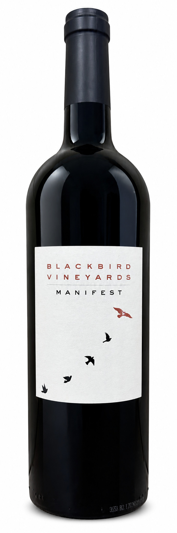 Complete bottle of 2023 Blackbird Vineyards 'Manifest' Cabernet, Napa Valley