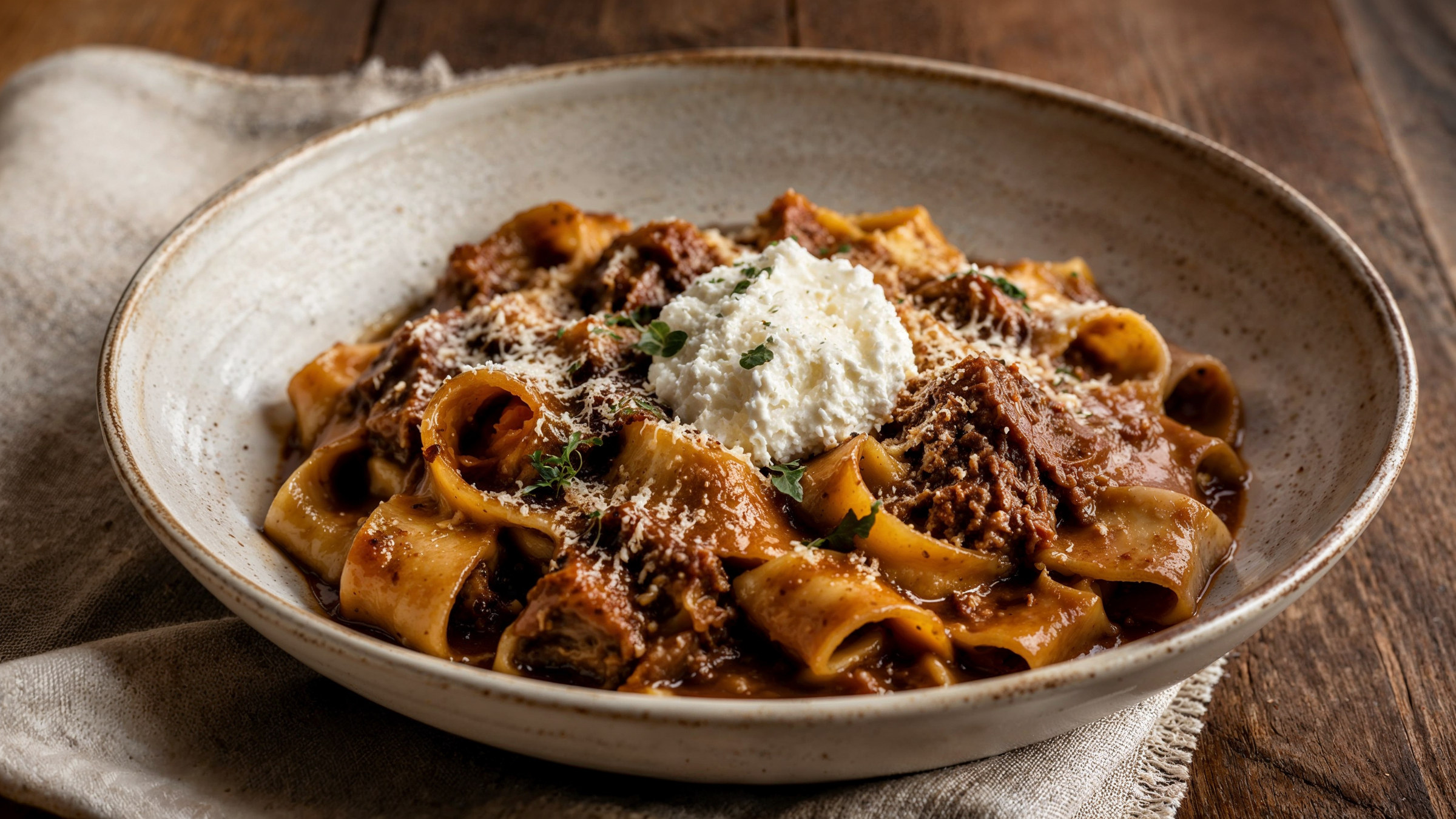 Pappardelle with duck ragu, pairing illustration