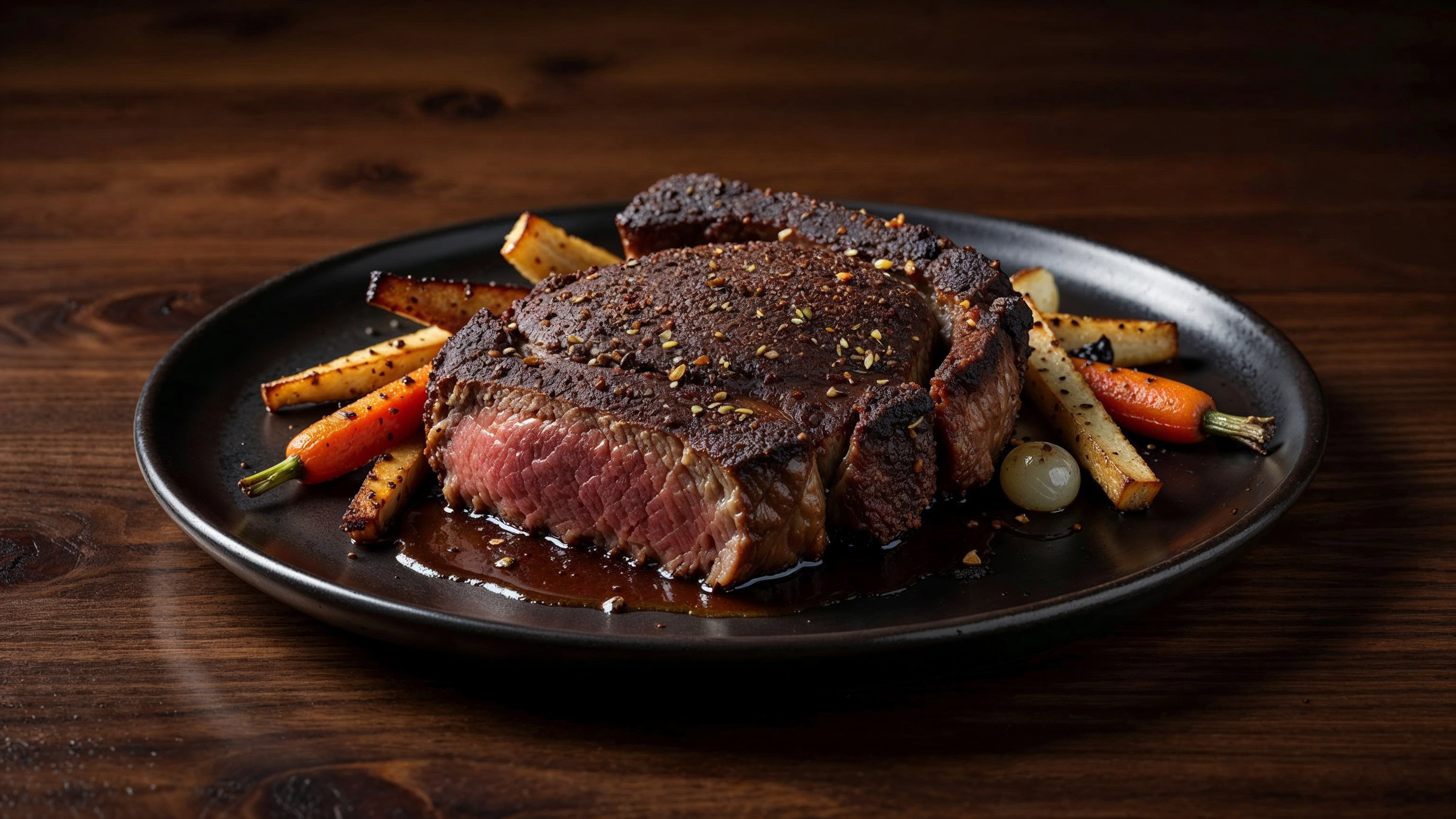 Coffee-rubbed rib-eye, pairing illustration