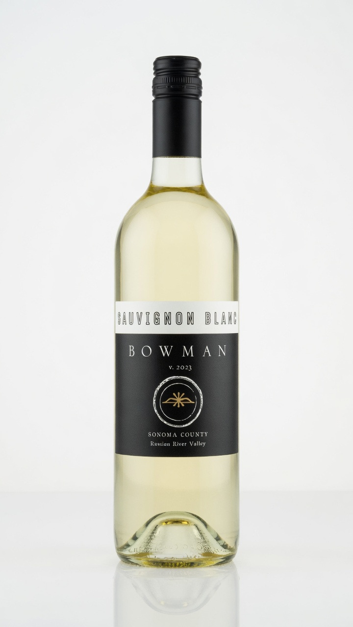 Complete bottle of 2023 Bowman Cellars Sauvignon Blanc, Russian River Valley